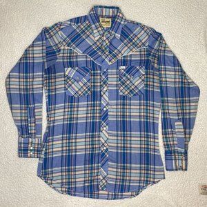 Vintage Ely Cattleman Plaid Pearl Snap Western Shirt: Size 15-34